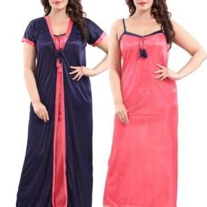 মহিলাদের সাটিন নাইট স্যুট সেট (টপ এবং পাজামা)