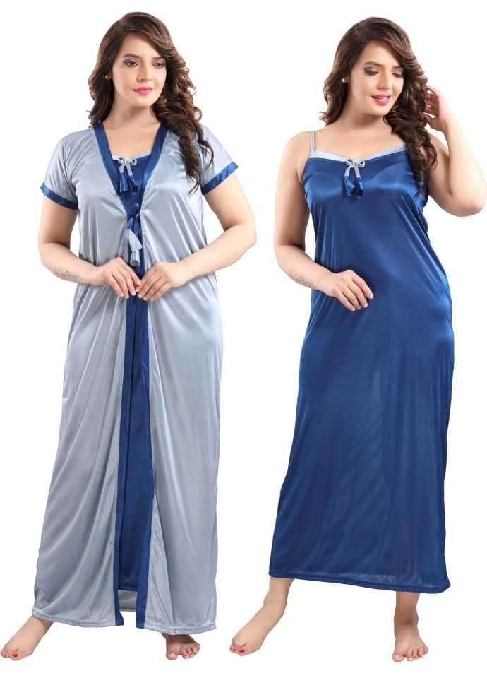 মহিলাদের সাটিন নাইট স্যুট সেট (টপ এবং পাজামা)